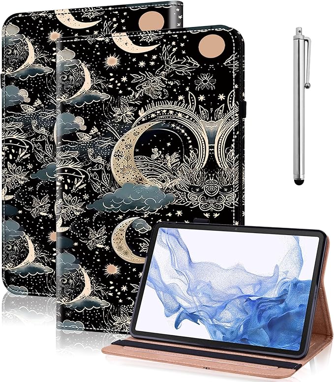 for All-New Kindle Fire HD 10 Tablet Case 13th Generation 2023 Release 10.1 PU Leather Folio Stand Cover with Card Slots for Fire HD10 &amp HD 10 Plus Tablet 2023/2021 - Moon