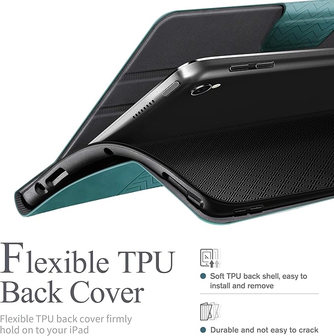 auaua Case for iPad Air 3rd Generation 2019 / iPad Pro 10.5 2017 with Built-in Pencil Holder Auto Sleep/Wake Adjustable Angle Vegan Leather (Green)