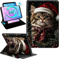 Case for Kindle Fire HD 8 &amp 8 Plus Tablet(12th/10th Gen 2024/2022/2020) 360 Degree Rotating Swivel Stand Flip Cover with Auto Sleep/Wake Christmas Cat