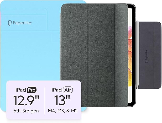 Paperlike® Folio Case for iPad Air 13 inch (M4 / M3 / M2) &amp iPad Pro 12.9 inch - Magnetic Lightweight Slim Protective case with Apple Pencil Charging auto Sleep/Wake