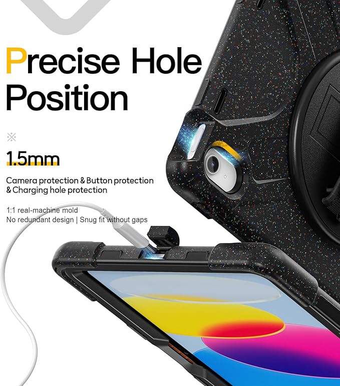 BRAECN for iPad (A16) 11th/10th Generation case 11/10.9 inch 2025/2022 Heavy Duty Shockproof Protective with Pencil Holder Screen Protector 360°Rotating Stand Handle &amp Shoulder Strap Full Body Cov