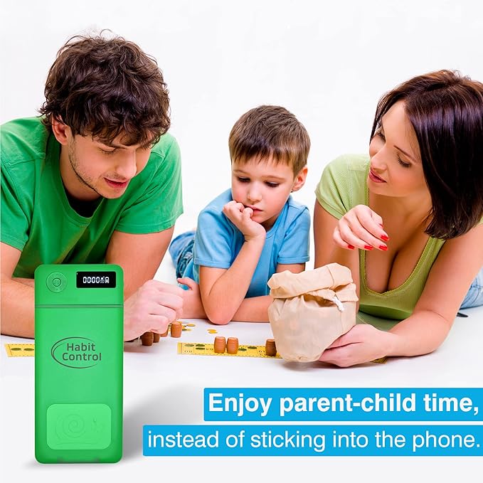Timed Lock Box - Cell Phone Locker with Charger for Self-Discipline Cell Phone Jail for Teachers Time Locking Container to Limit Smartphone Addiction Small Lockable Safe (Green)