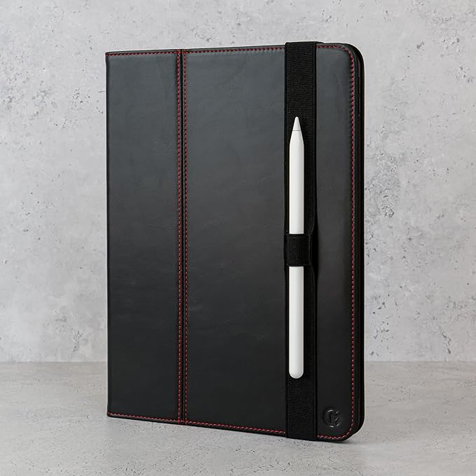 Casemade Real Leather Case Compatible with iPad 9.7” 5th/6th Gen (2017/2018) - Full-Grain Leather Cover Auto Sleep/Wake Dual Stand Position (Black)