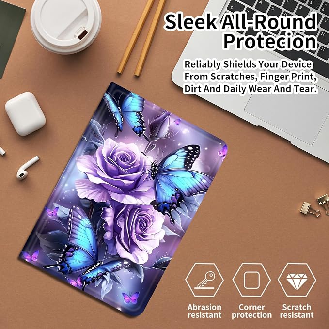 Purple Roses Blue Butterflies