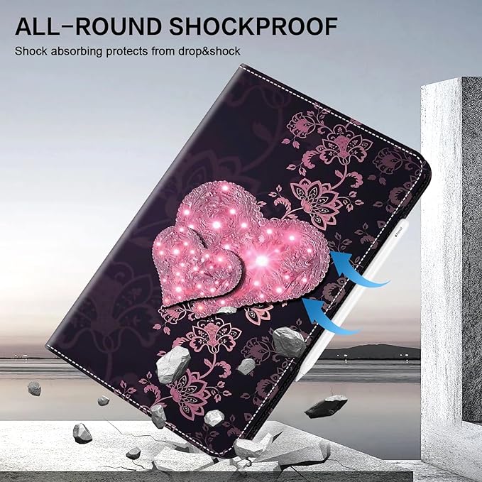 ALILANG Case for iPad Pro 13 inch M5/M4 (2025/2024) Tablet Case PU Leather Shockproof Folding Stand Cover with Card Holder and Pen Holder -Lace Peach