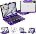 Transparent Keyboard Case for iPad Air 13 Inch (M3 2025/M2 2024) &amp iPad Pro 12.9 (6th/5th/4th/3rd Gen) - Multi-Touch Trackpad 360° Rotating Stand 7-Color Backlit Pencil Holder Purple
