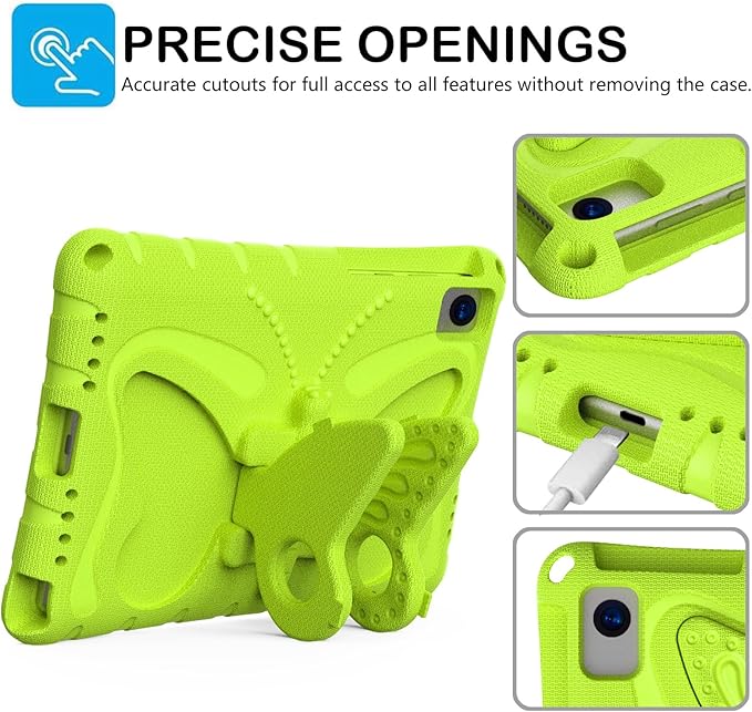 YEMENGHUA Heavy Duty Protection Compatible with Samsung Galaxy Tab S5e 10.5 (2019) SM-T720Lightweight EVA Kid Friendly Shockproof Protective CaseShoulder Strap Case Butterfly Kids Case(Grass Green)