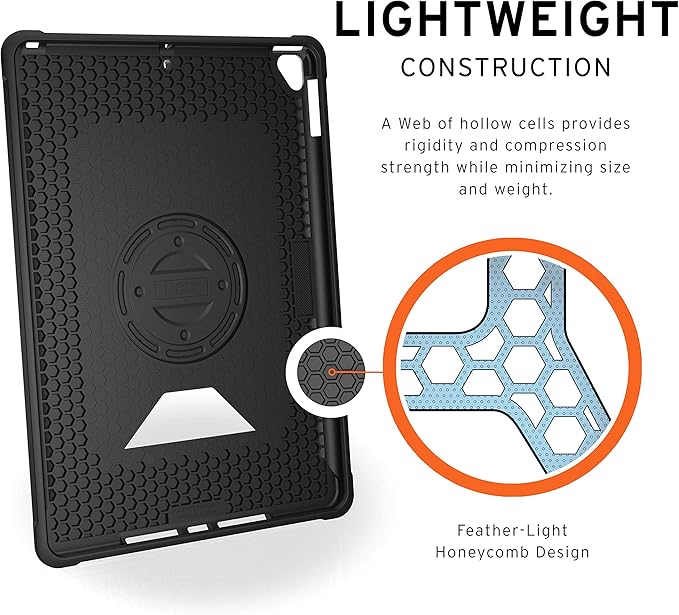 URBAN ARMOR GEAR UAG Designed for iPad 10.2 Case Black 9th Generation 2021 &amp 8th Gen 2020 w/Hand Strap Thin Slim Durable Protective Cover w/Pencil Holder &amp Asset Tag Window Metropolis Series