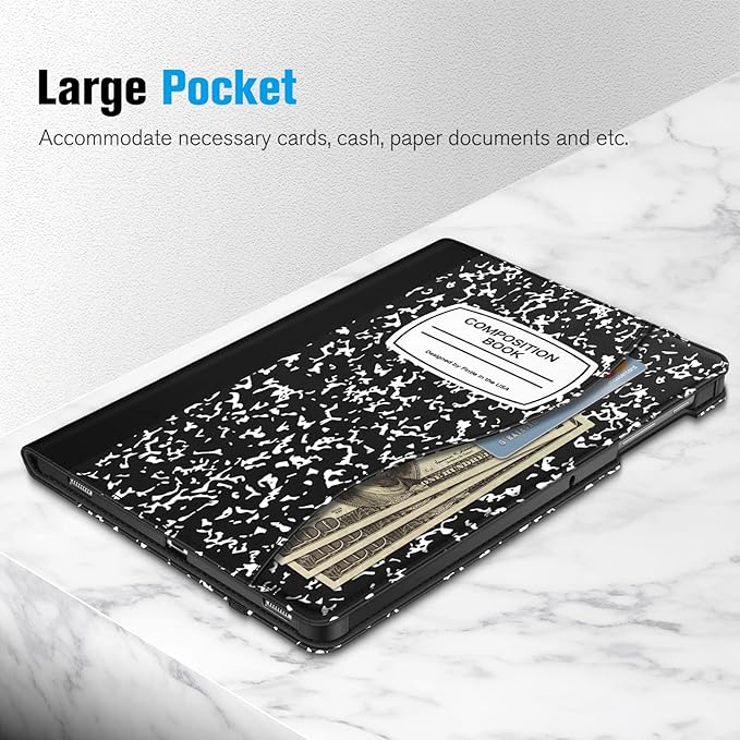 Fintie Case for Samsung Galaxy Tab S8 Plus 2022/S7 FE 2021/S7 Plus 2020 12.4 Inch with S Pen Holder Multi-Angle Viewing Cover with Pocket Auto Wake/Sleep Composition Book