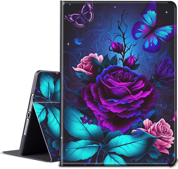 Purple Rose and Blue Butterfly