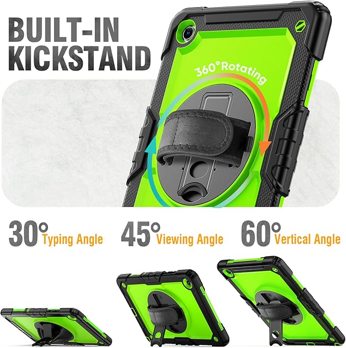 HXCASEAC Case for Samsung Galaxy Tab A11+ Plus 11 Inch Protective with Screen Protector/Hand Strap/Pen Holder Sturdy Shockproof for Samsung A11 Plus Tablet Case 5G SM-X230 SM-X236 SM-X238U - Green