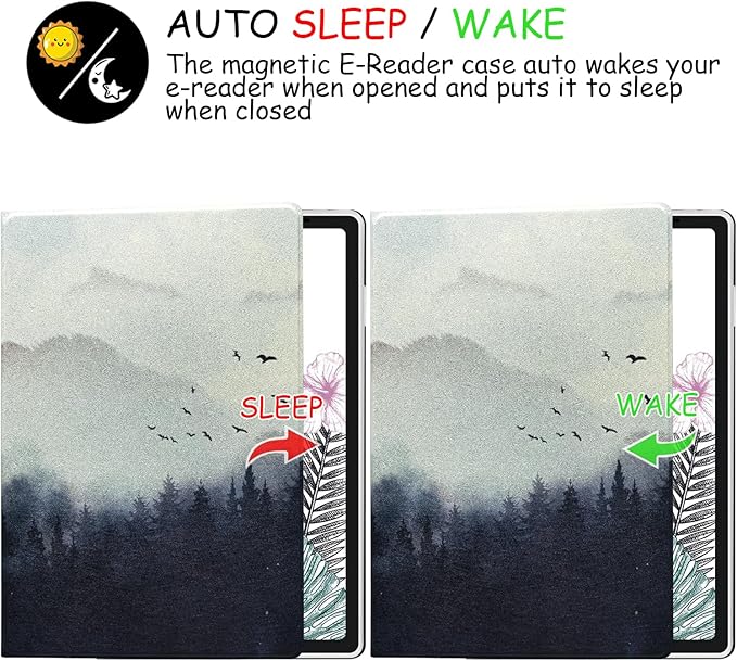 Magnetic Stand Case for 10.95'' XPPen Magic Note Pad (2025 Released) Ultra-Thin Lightweight Premium PU Leather Cover with Magnetic Pen Buckle Auto Sleep/Wake (Misty Forest)