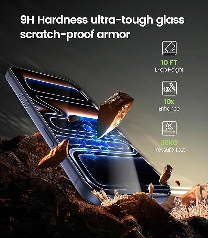 PandaShield 2-Pack Anti Blue Light Screen Protector for iPhone 17 Pro 17 and 16 Pro [6.3] Eye Care Tempered Glass Military Grade Shatterproof with Eco-Friendly Paper Easy-Install Alignment Tool