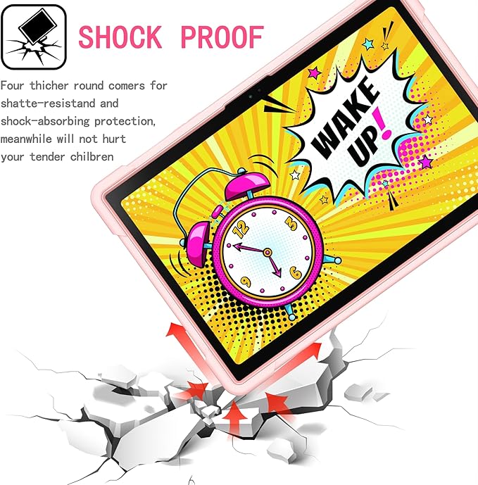 Dteck for Samsung Galaxy Tab A8 (SM-X200/X205) Tablet Case 10.5 2022 Release Shockproof Sturdy Rugged Case for Kids with Rotate Handle and Kickstand Protective Cute Cover with Shoulder Strap Pink
