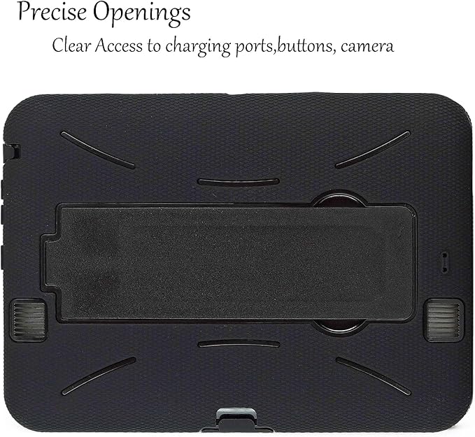 NEM Tablet Case Compatible with Kindle Fire HD 7 inch (2012 Version) [NOT for Fire HDX 7] Heavy Duty Dual-Layer Rugged Armor Protective Cover with Air Cushion Kickstand (Black)