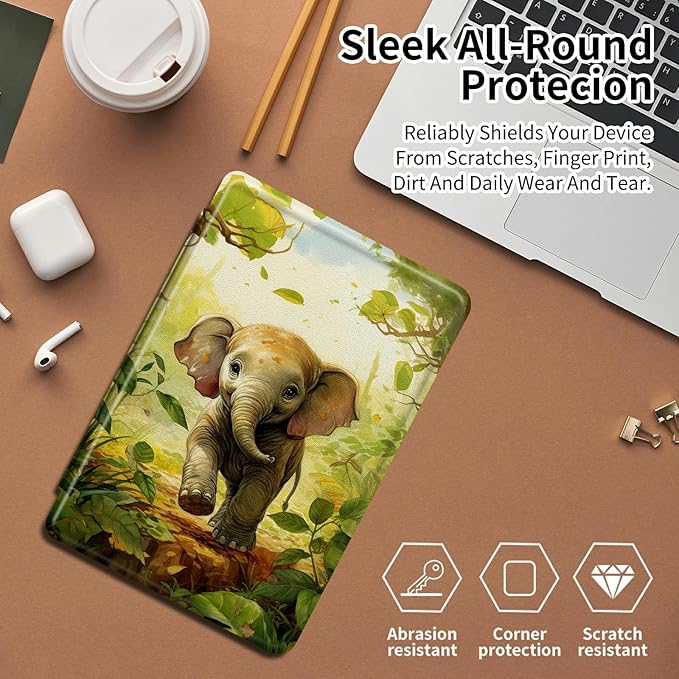 Case for Amazon Fire HD 10 Tablet (5th/7th/9th Generation2015/2017/2019 Release)360 Degree Rotating Swivel Stand Protective Cover for Fire HD 10 TabletBaby Elephant