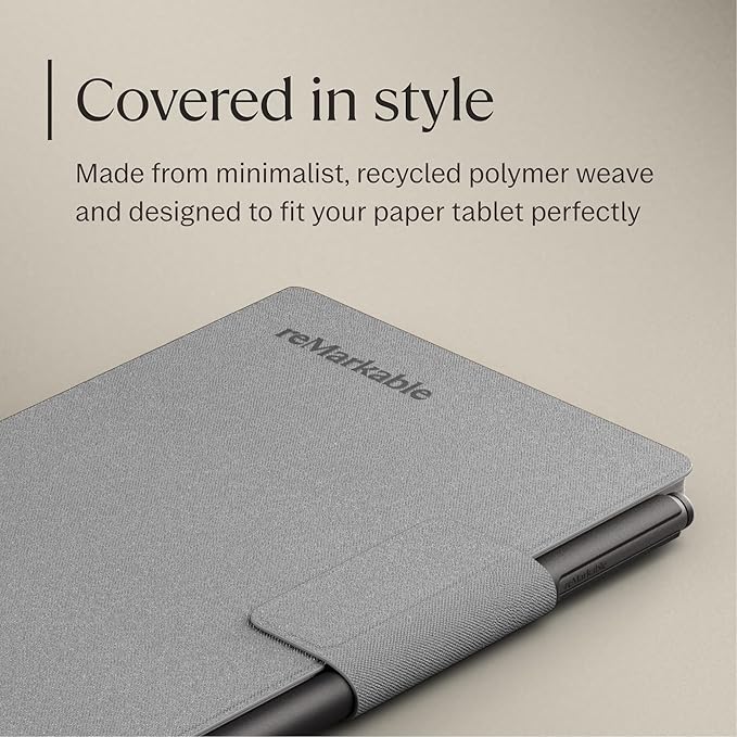 reMarkable Paper Pro Move - Gray Book Folio | Polymer Weave Case for Your 7.3'' Paper Tablet