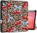 DONGKE Case for Samsung Galaxy Tab S11 5G 11 2025 Model (SM-X730/X736B) Slim Lightweight Trifold Stand Cover with S Pen Holder Auto Sleep/Wake Soft TPU Shockproof Back Leopard &amp Bows
