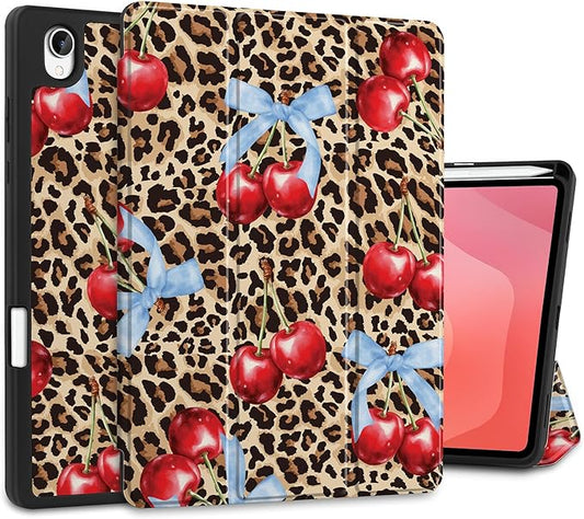 DONGKE Case for Samsung Galaxy Tab S11 5G 11 2025 Model (SM-X730/X736B) Slim Lightweight Trifold Stand Cover with S Pen Holder Auto Sleep/Wake Soft TPU Shockproof Back Leopard &amp Bows