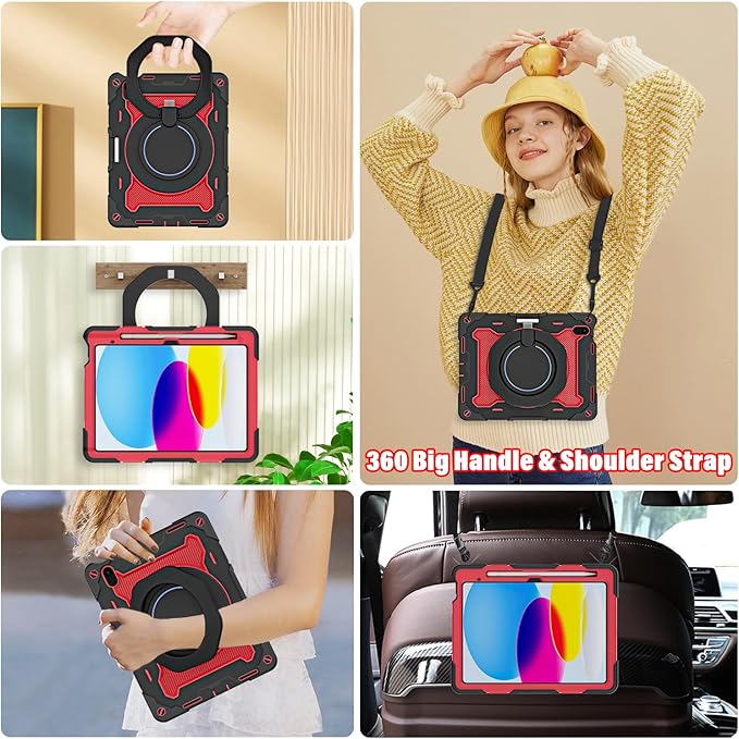 ROISKIN Case for iPad A16 11th Generation 11 Inch 2025 iPad 10th Generation Case 10.9 for Kids with Screen Protector360 Kickstand &amp HandlePen HolderShoulder StrapHeavy Duty Drop Protection