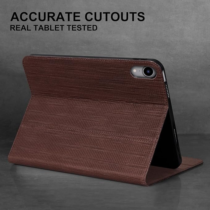 Leather Case for iPad mini 7 (A17 Pro) 2024 / iPad mini 6 Generation 2021 8.3 Inch Full Grain Leather CoverProtective Smart Folio with Auto Sleep/Wake Anti Slip Brown Hole