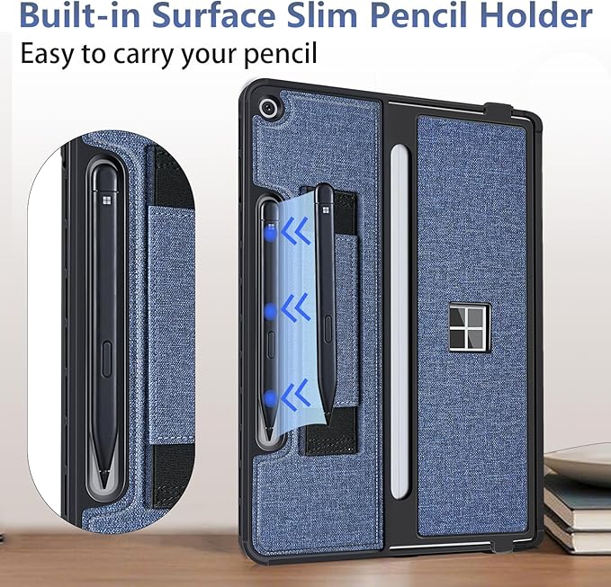 Protective Case for Microsoft Surface Pro 12 inch 2025 | Fall-Resistant Cover with Hand Strap | Compatible with Built-in Kickstand &amp Magnetic Slim Pen Storage &amp Type Cover Keyboard |Navy Blue