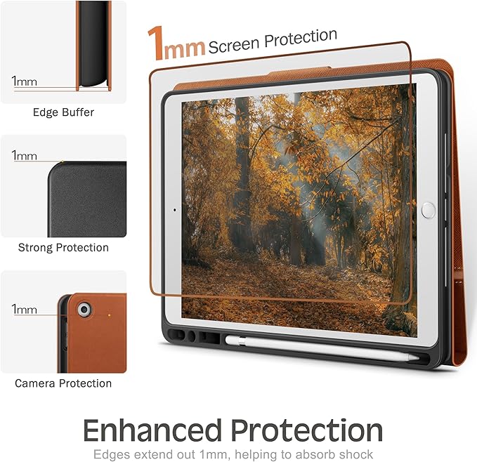 KingBlanc Case for iPad Air (3rd Generation) 10.5 2019 / iPad Pro 10.5 inch 2017 Case with Apple Pencil Holder Vegan Leather Smart Cover Auto Sleep/Wake Multi-Angle Folding Brown