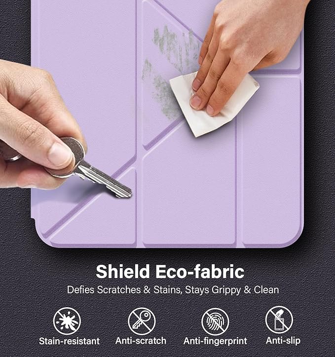 JKSML Case for iPad (A16) 11th/10th Gen with 8+ Viewing Angles DIY Detachable Sliding Cover Fully Clear Hard Back Shell Solid Y-fold Stand Pencil Holder for iPad 10.9 (2022)/ 11 (2025)-Purple-1