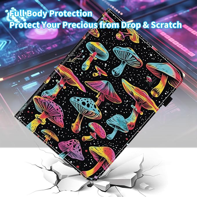 Case for Samsung Galaxy Tab S10 FE Plus 13.1 Inch 2025 Model (SM-X620/X626)Card Slot PU Leather TPU Case Pen Holder Auto Wake SleepAesthetic Mushroom