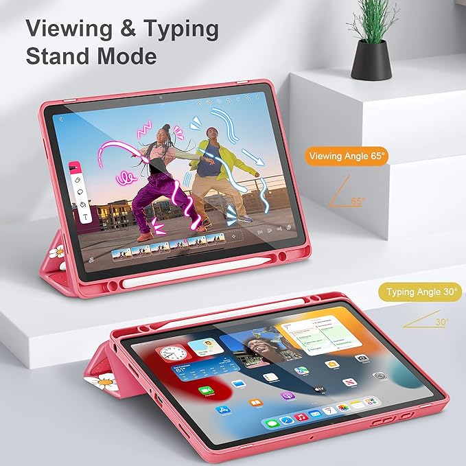 Tuiklol for Samsung Galaxy Tab A9+ Tablet 11” / A9+ Plus 2024 2023Buit-in S-Pen Holder with Clear Protective Cover Transparent Back Shell Auto Wake/Sleep Samsung Tab A9 Plus CoverStrawberries