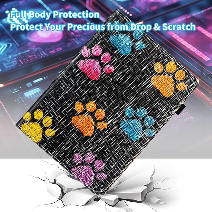 Case for iPad (A16) 11th Generation 11 Inch 2025 iPad 10th Generation 10.9 inch 2022Card Slot PU Leather TPU Case Pen Holder Auto Wake SleepColorful Paw