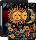 Rose Crow Skull Case for Ipad 10.2Inch 2021 Unique Design Cover Retro Gothic Floral Shell with Clear Transparent Back Auto Sleep/Wake Anti-Slip Shockproof with Pencil Holder(Girls Women)