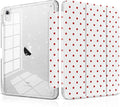 MEEgoodo Case for iPad A16 11th Generation 2025/10th Generation 2022 Glitter Tablet Cases with Transparent Acrylic Back+Trifold Stand +Pencil Holder+Auto Wake/SleepRed Polka Dots