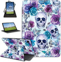 for Samsung Galaxy Tab A9 Plus Case 10.9-inch Rotating Auto Wake Sleep for Samsung A9 Plus Tablet Case Leather Cover for Galaxy Tab A9+ Skull Roese for Tab Cover for Woman Man