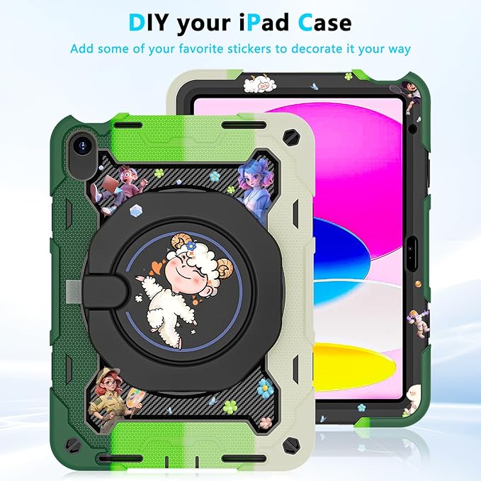 ROISKIN Case for iPad 11 inch (A16) 11th Generation 2025 iPad 10th Generation Case 10.9 for Kids with Screen Protector360 Kickstand &amp HandleShoulder StrapHeavy Duty Military Grade Drop Protec