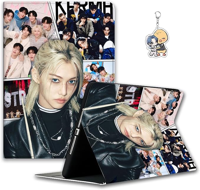 Stray SKZ Kids Tablet Case with Pencil Holder Compatible with iPad 7/8/9/10/Pro/Mini/Air Felix Tablet Case Kawaii (for iPad 9th/8th/7th (10.2)Felix)