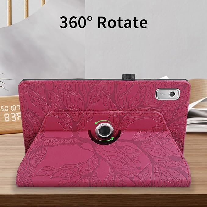 Tablet PC Bags Cases Sleeves Compatible With Lenovo Tab M9 9.0 Inch (Model: TB-310FU 2023 Released) Tablet Case 360 Degree Rotating Stand Foldable Tablet Case Tree Of Life Embossed Shell(Vermelho)