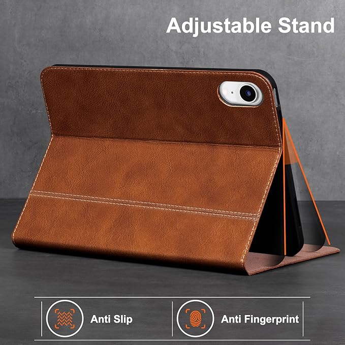 Gexmil Leather Case for iPad mini 7 (A17 Pro) 2024 / iPad mini 6 Generation 2021 8.3 InchPremium Cowhide Cover with Adjustable Stand Auto Wake/SleepVegetable Tanned Brown