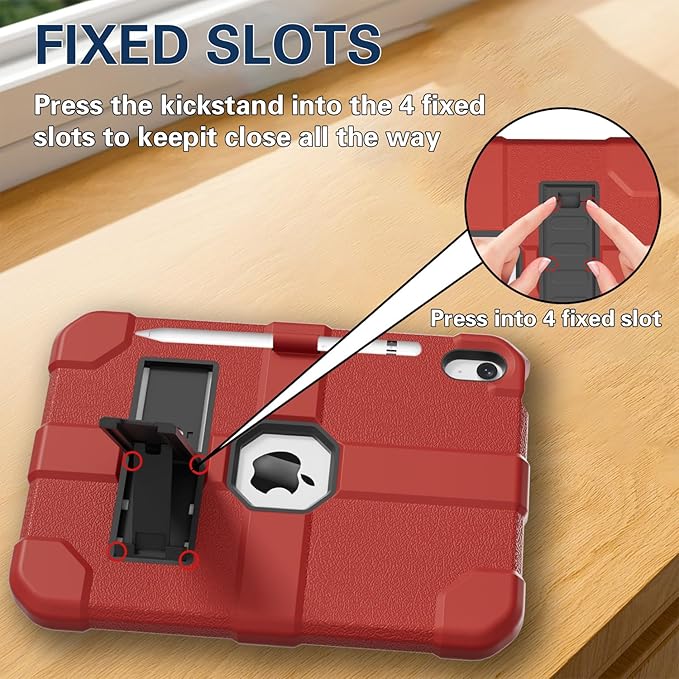 Case for iPad (A16) 11th Generation 11 Inch 2025 / iPad 10th Generation 10.9 Inch 2022 Rugged Heavy Duty Protective Cover [Built-in Pencil Holder ] for iPad 11/10 Gen (Red)