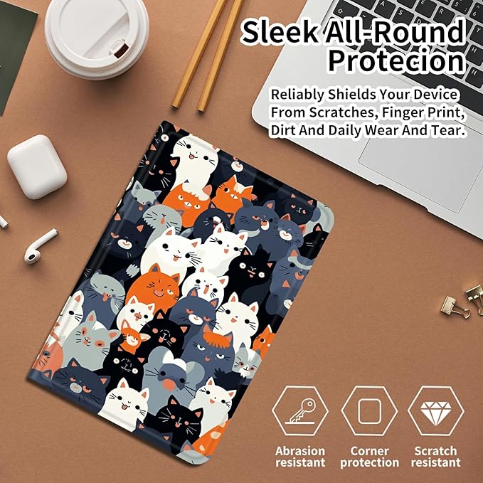 Case for iPad Pro 11 Inch Case (2024 Model 5th Gen) PU Leather Smart Protective Cover with Auto Sleep/Wake for iPad Pro 11 2024Many Cats