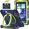 for Xiaomi Mi Pad 6/ Mi Pad 6 Pro 11-inch Tablet Case - Heavy Duty Shockproof Cover 360° Rotating Hand Strap Foldable Stand Anti-Slip Handle Adjustable Shoulder Strap Pen Holder - Navy