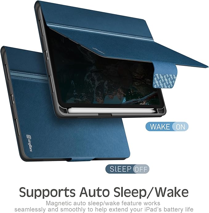 KingBlanc for iPad mini 7 (A17 Pro) Case iPad mini 7th/6th Generation Case (2024/2021 8.3-inch) with Pencil Holder PU Leather Stand Cover Auto Sleep/Wake Multi-Angle for Viewing/Typing Blue