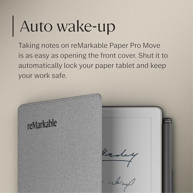 reMarkable Paper Pro Move - Gray Book Folio | Polymer Weave Case for Your 7.3'' Paper Tablet