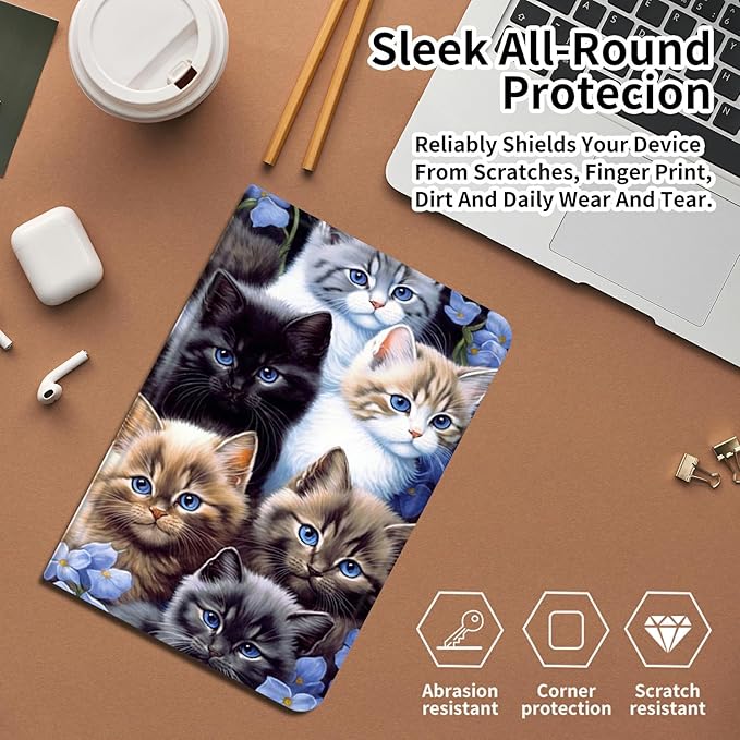 DIGTIALLL Case for iPad 10.2 iPad 9th Generation 2021/ iPad 8th Generation 2020/ iPad 7th Generation 2019 PU Leather Smart Protective Cover with Auto Sleep/WakeCute Cat