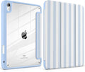 Case for iPad (A16) 11th Generation 11 inch 2025 /iPad 10th Gen 10.9 2022- Aesthetic Blue White Striped Trifold Cover Protection with Clear Back Shell Magnetic Wake Sleep Stripe Blue