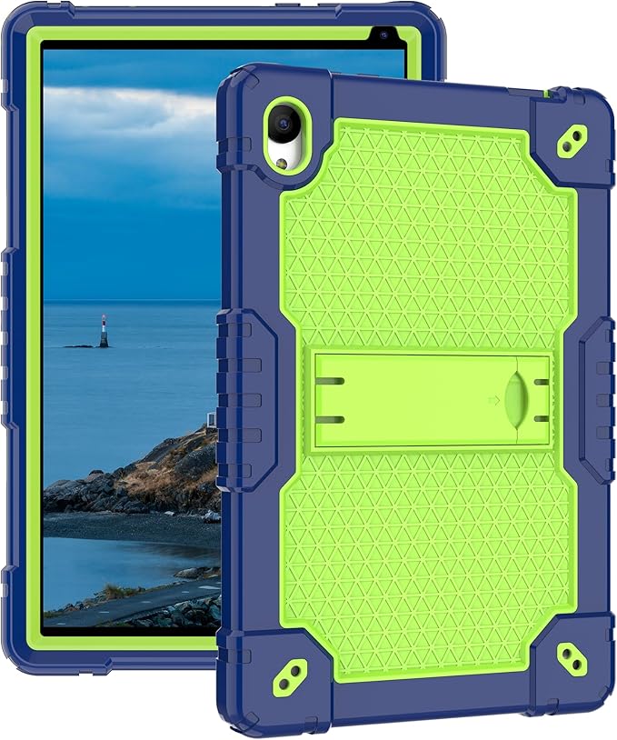 Deomoil for Urao C107/Jeazans OC101/C107 10.1 inch Tablet Hybird Case with Stand with 2 PCS Screen Protector for HiGrace C107/ZOFYWNAS C107/Freeski C107/Pswarfd 10.1 inch Tablet (Navy Green/Blue)