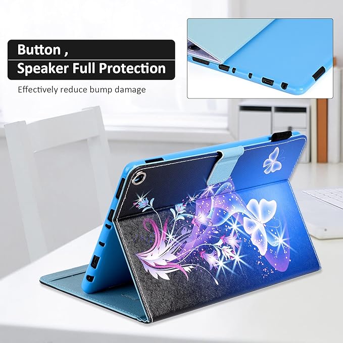 Dteck Case for All-New Fire HD 10 &amp HD 10 Plus Tablet (2021 Release 11th Generation) - Slim Multi-Angle Folio Stand Premium PU Leather Protective Smart Cover with Auto Wake Sleep Twinkle Butterf