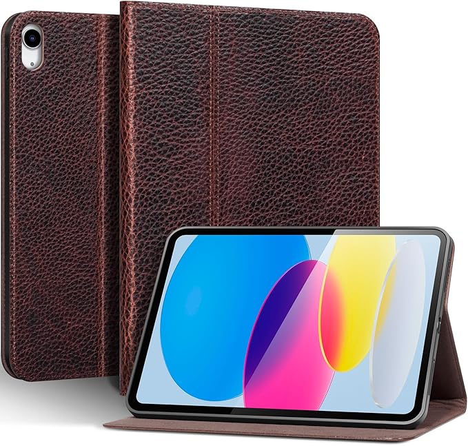 Genuine Leather Case for iPad 11th Gen 11 (2025/A16) &amp 10th Gen 10.9 (2022) | Slim Protective Cover with Adjustable Stand Auto Wake/Sleep Premium Leather | Chocolate Brown