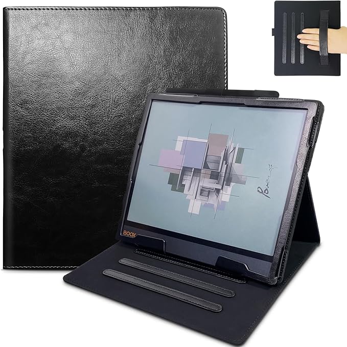 E NET-CASE Case for 10.3 Boox Note Air4 C (2024)/Boox Note Air3 C/Air3 B/W Tablet (2023) New Upgraded Design 360 Degree Rotating Stand Cover with Pen Holder/Hand Strap Auto Sleep/Wake (Black)