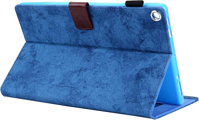 Folding Case for Amazon Fire HD 10 9th/7th/5th Gen Techcircle Smart Flip [Wake/Sleep] Solid PU Leather Protective Cover for All-New Kindle Fire HD 10.1 inch Tablet 2019/2017/2015 Release Blue